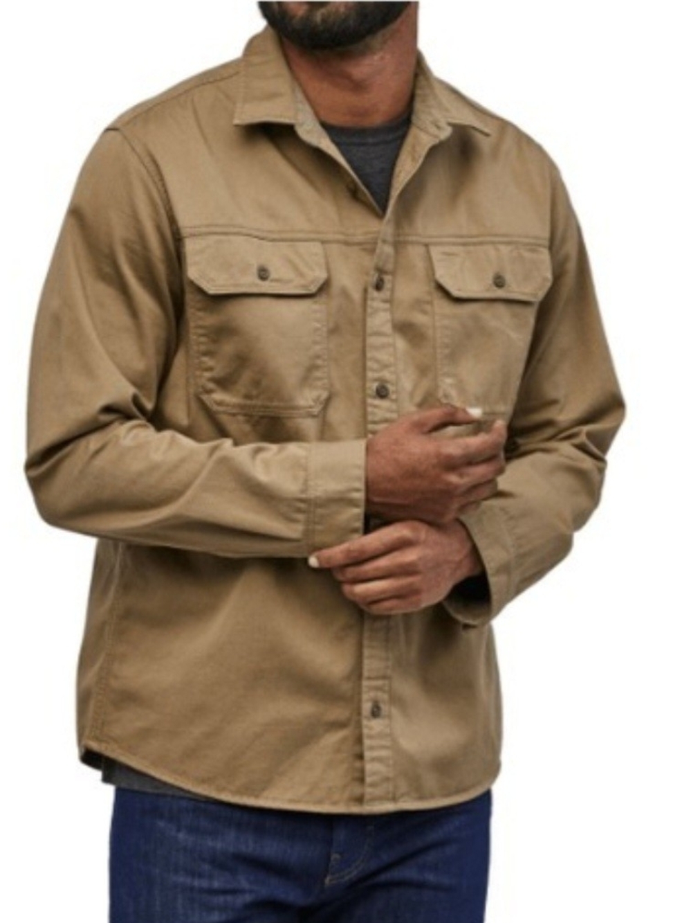 Patagonia Four Canyons Organic Twill Shirt Long Sleeve Pockets Khaki,Size Medium